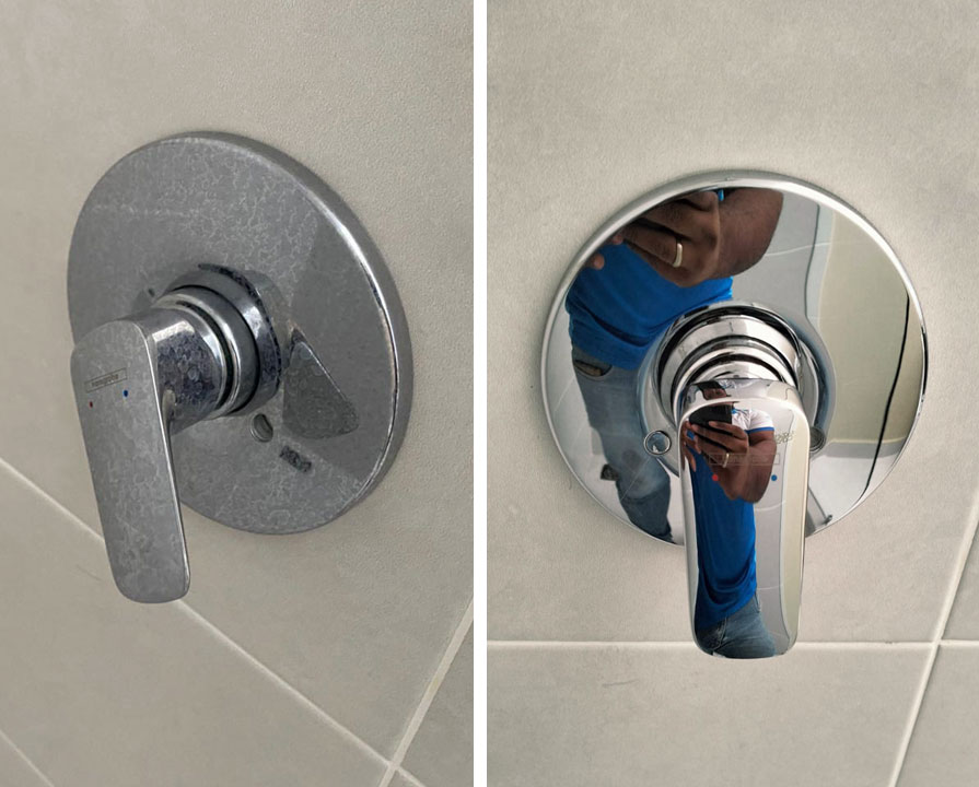 Pulido de grifería y duchas de baño por Hidrosolution